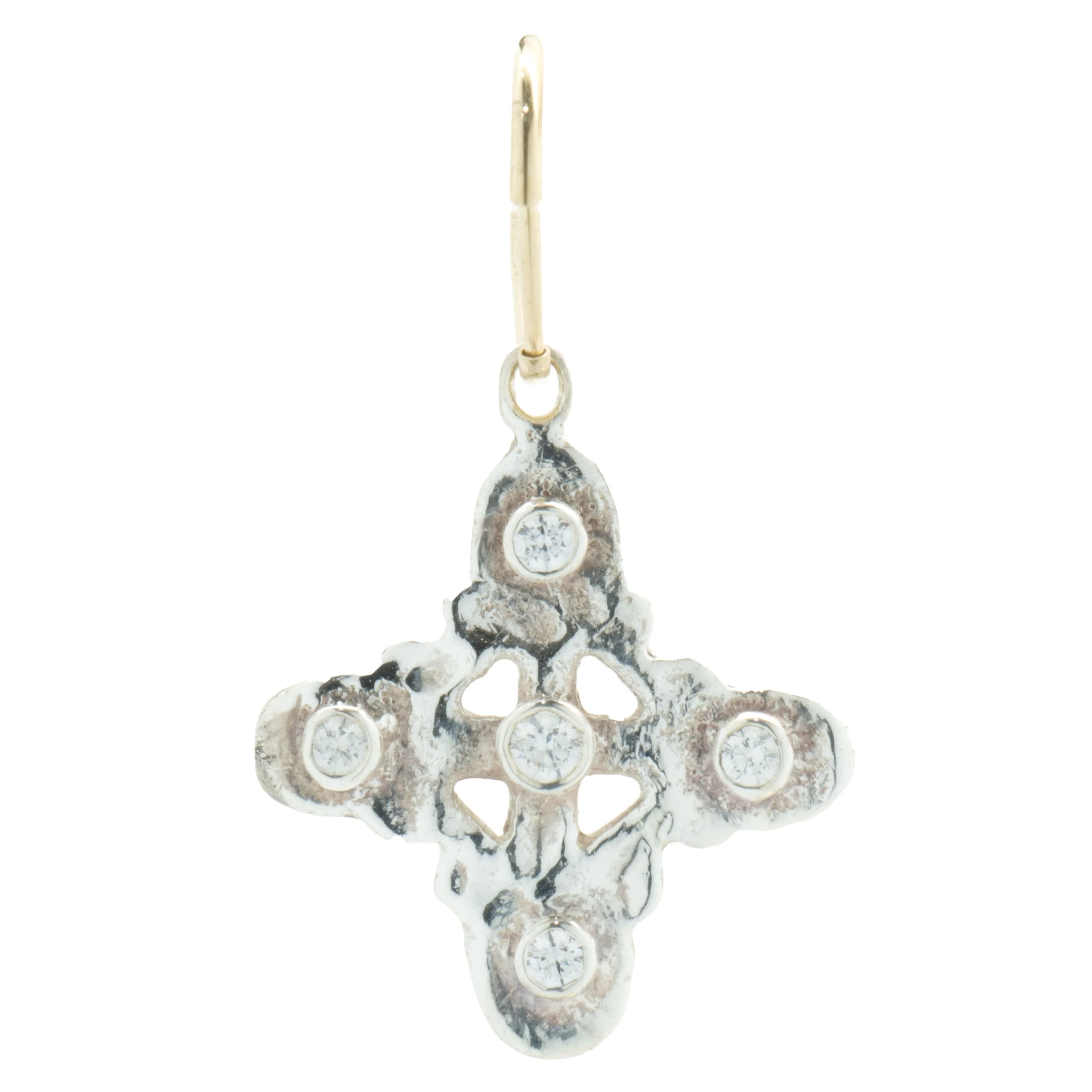 Lee Brevard Sterling Silver Five Stone Signature Cross Charm