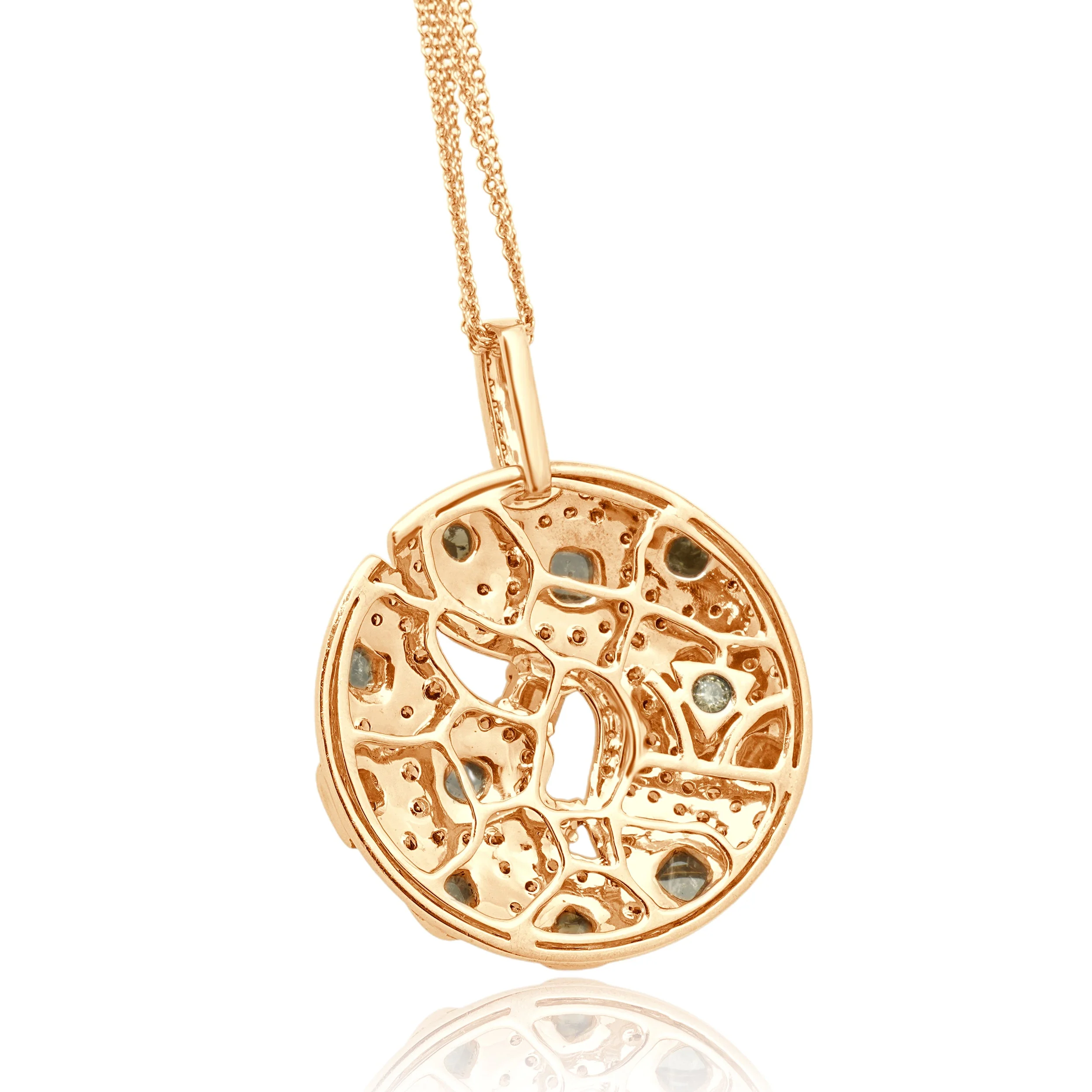 LeVian 14 Karat Rose Gold Chocolate and Vanilla Diamond Round Pendant Necklace 18.0" - Image 4