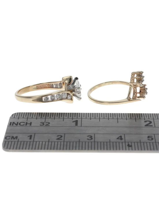 Marquise and Round Diamond Bypass Wedding Set - Image 3