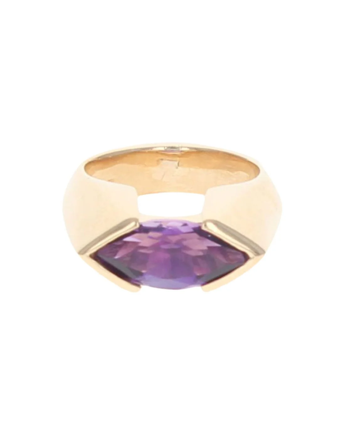 Marquise Shaped Amethyst Ring in Yellow Gold - Image 2