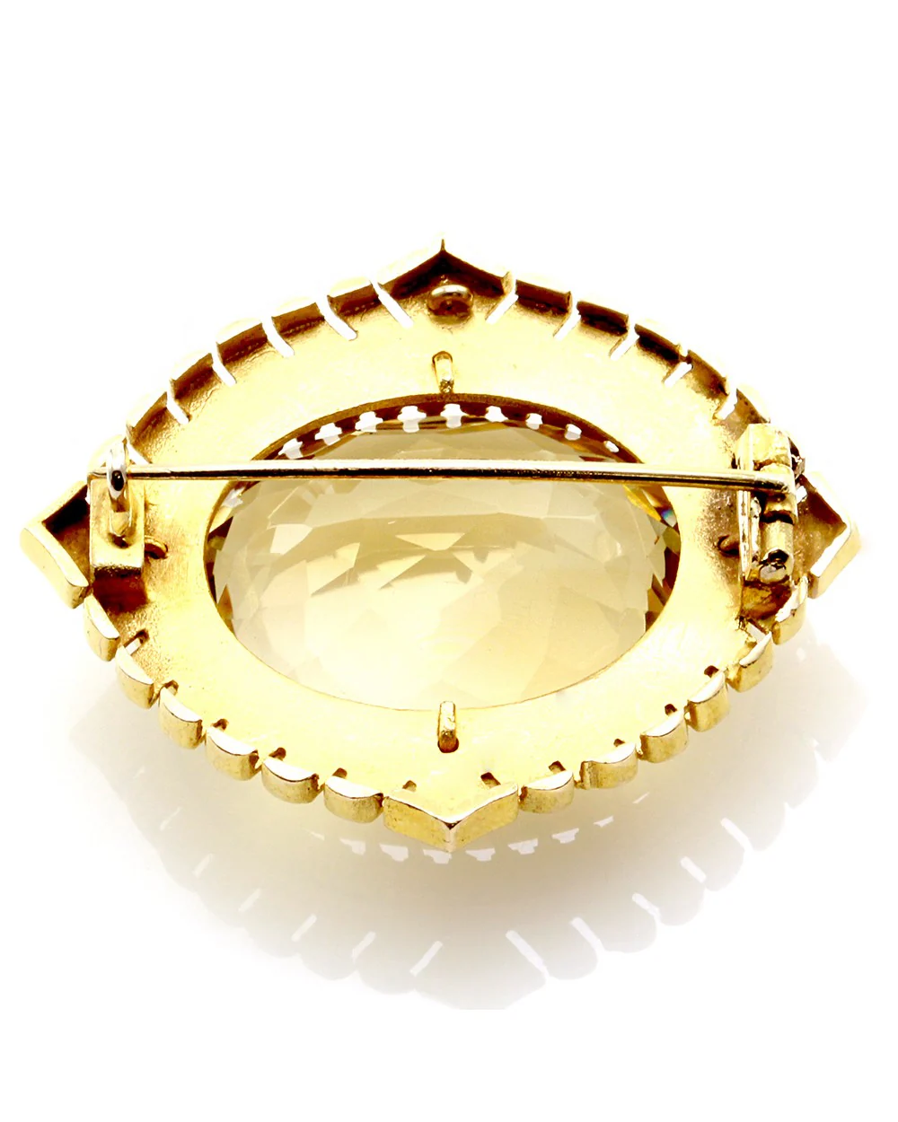Mid-Victorian Fancy Cut Oval Citrine Brooch 10K Yellow Gold - Image 2