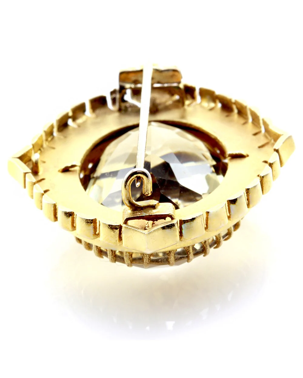 Mid-Victorian Fancy Cut Oval Citrine Brooch 10K Yellow Gold - Image 3