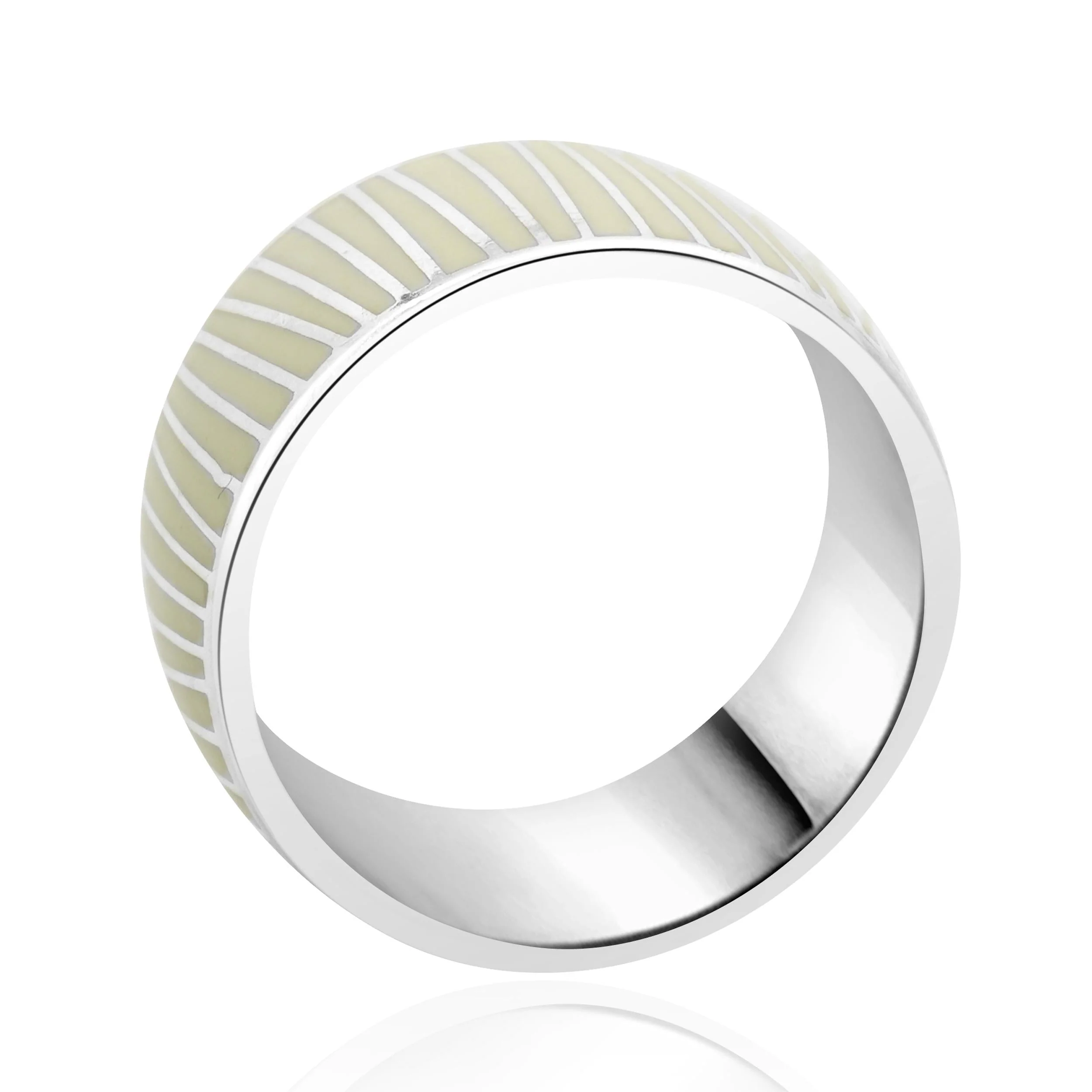 Mont Blanc Sterling Silver and White Enamel Wide Band - Image 2