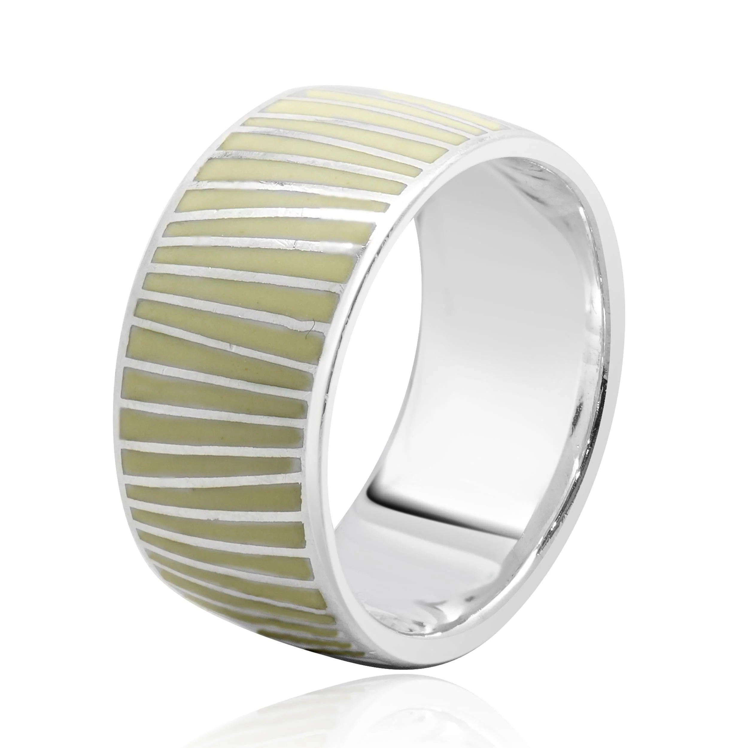 Mont Blanc Sterling Silver and White Enamel Wide Band - Image 3
