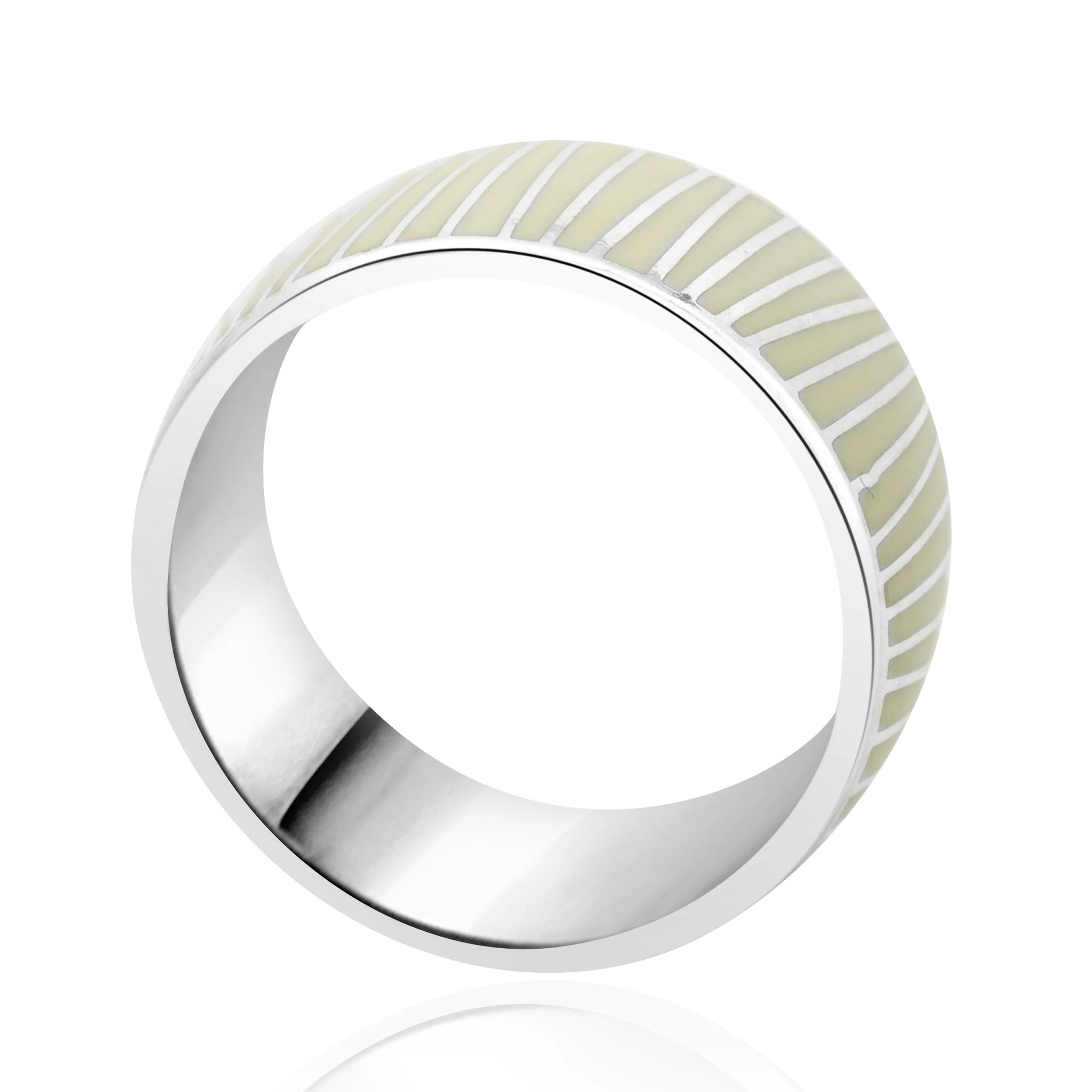 Mont Blanc Sterling Silver and White Enamel Wide Band - Image 4