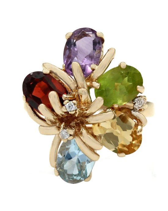 Multi Color Stone Ring in Gold - Image 2
