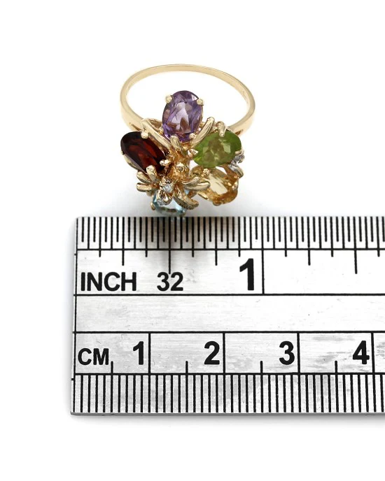 Multi Color Stone Ring in Gold - Image 3