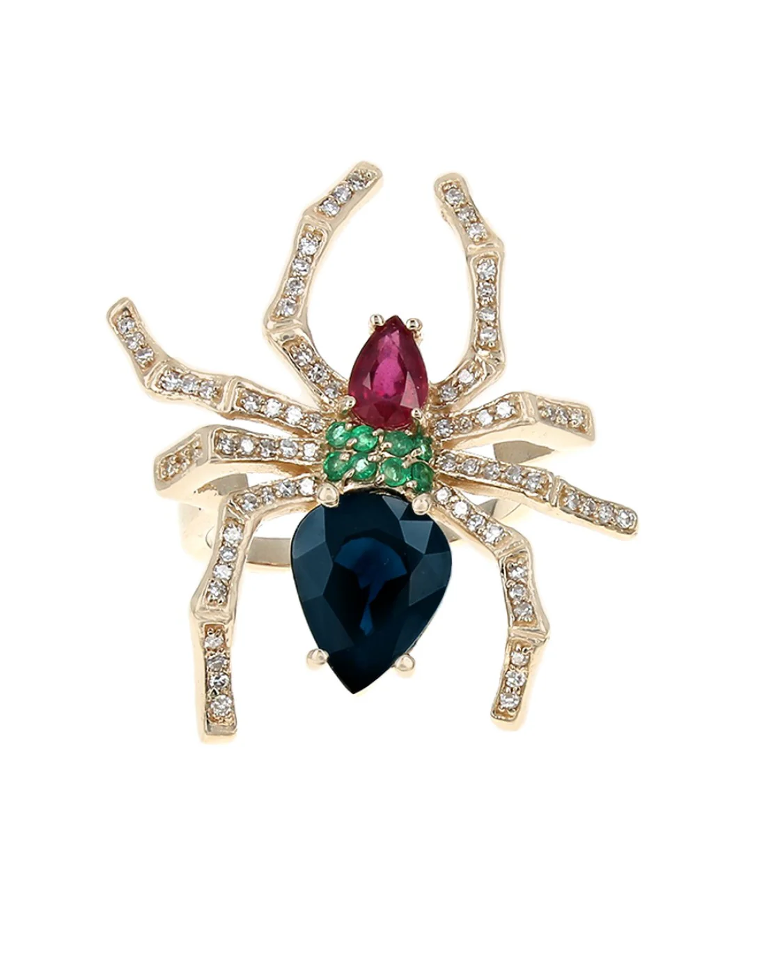 Multi Gemstone Spider Ring in Gold - Image 2