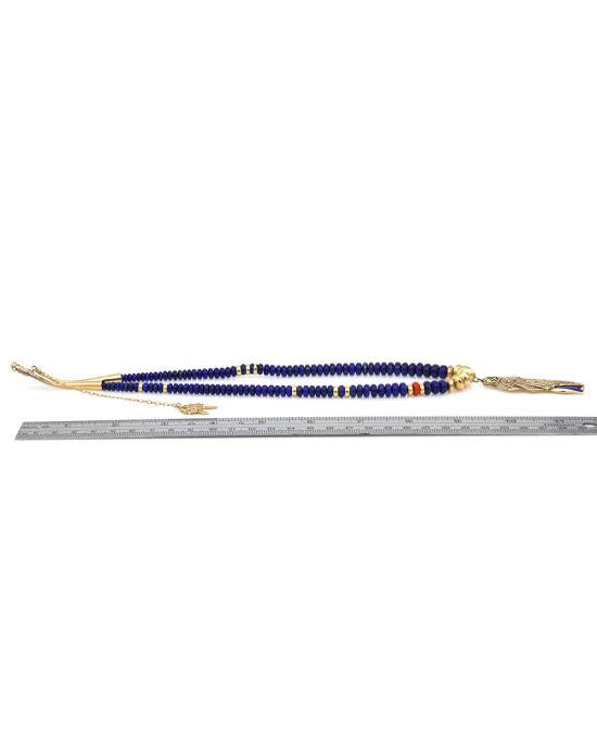 Navajo 14K Yellow Gold Lapis Lazuli Bead Maiden Necklace - Image 4