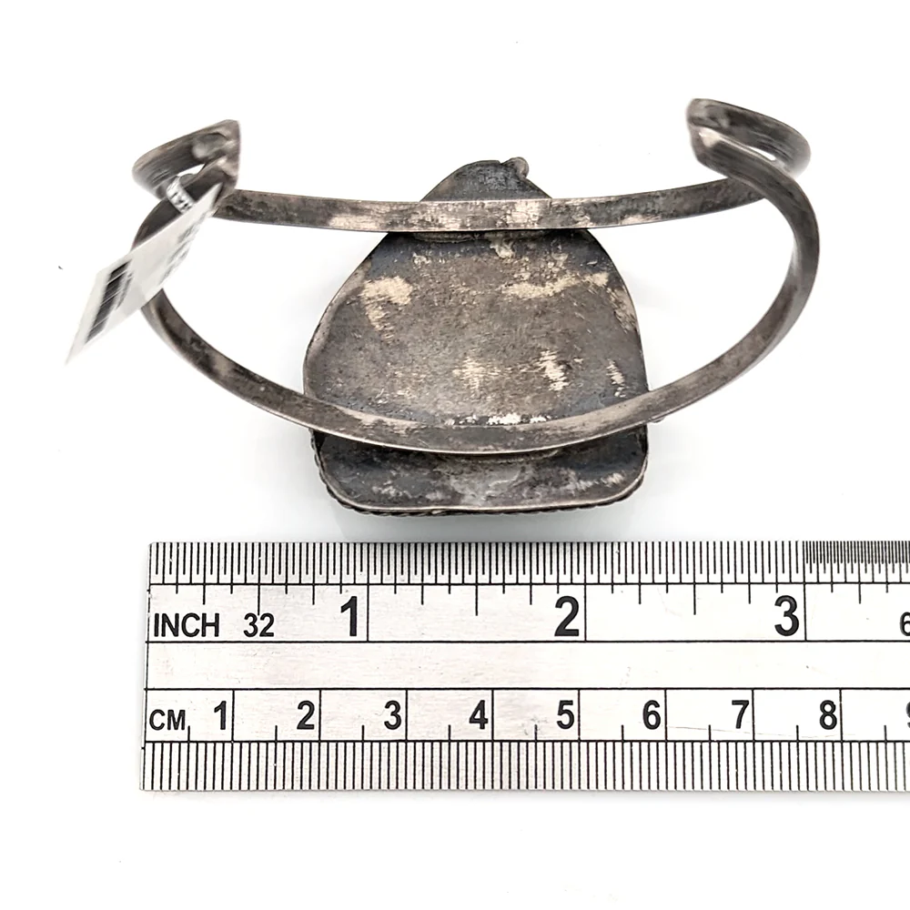 Navajo Corbet Joe Sterling Silver Turquoise Chip Inlay Cuff Bracelet - Image 3
