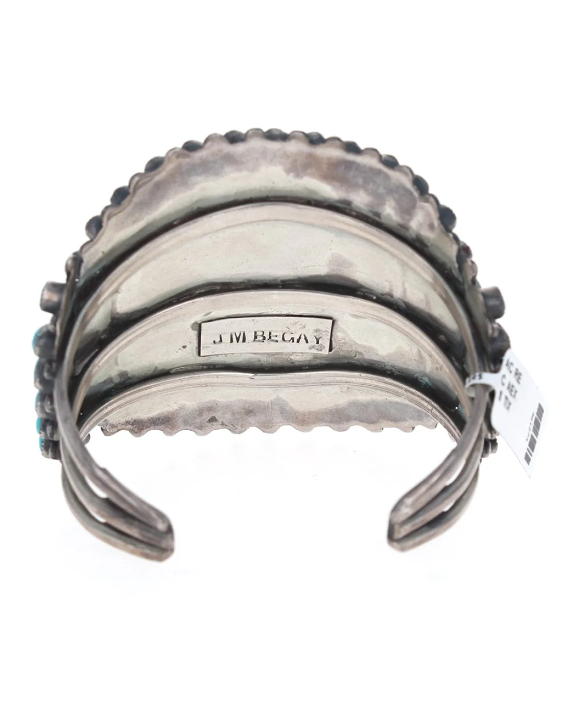 Navajo J.M. Begay Sterling Silver & Turquoise Watch Cuff Bracelet - Image 2
