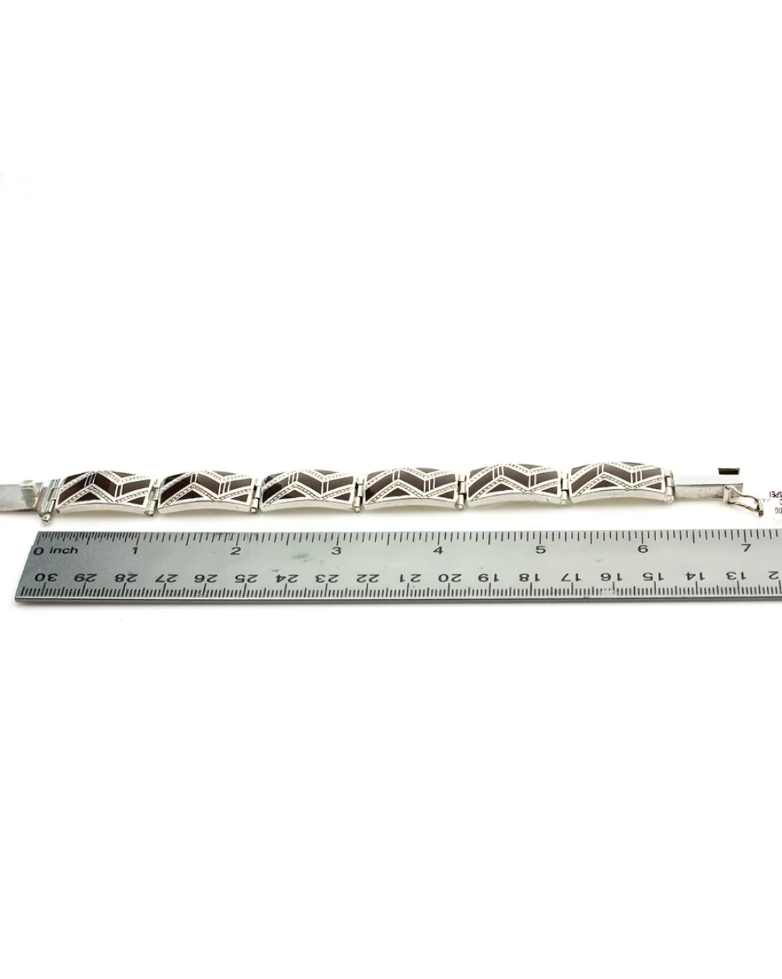 Navajo Peterson Chee Sterling Silver & Jasper Inlay Bracelet - Image 3