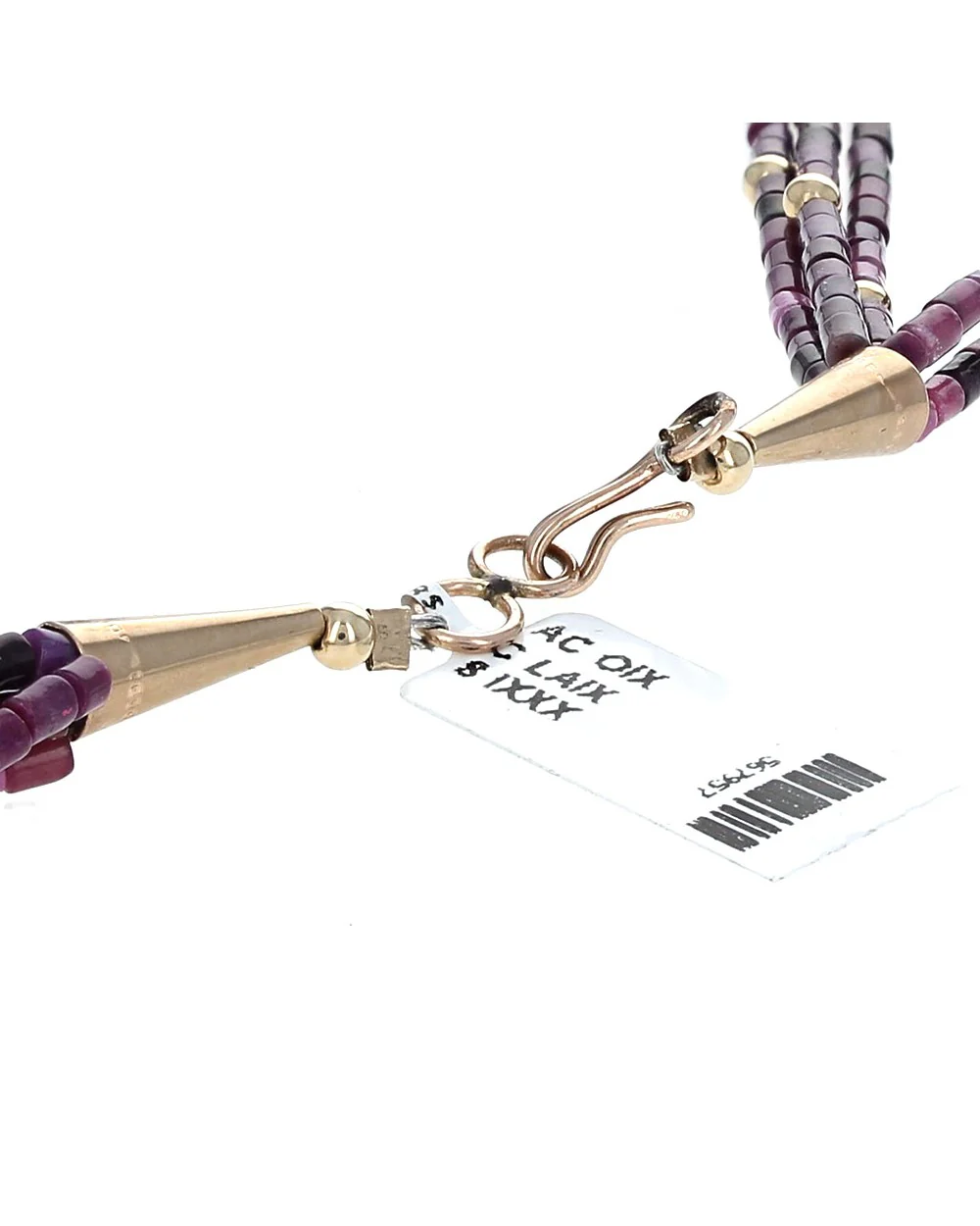 Navajo Ray Tracey 14K Yellow Gold Sugilite Bead & Sunface Inlay Necklace - Image 2