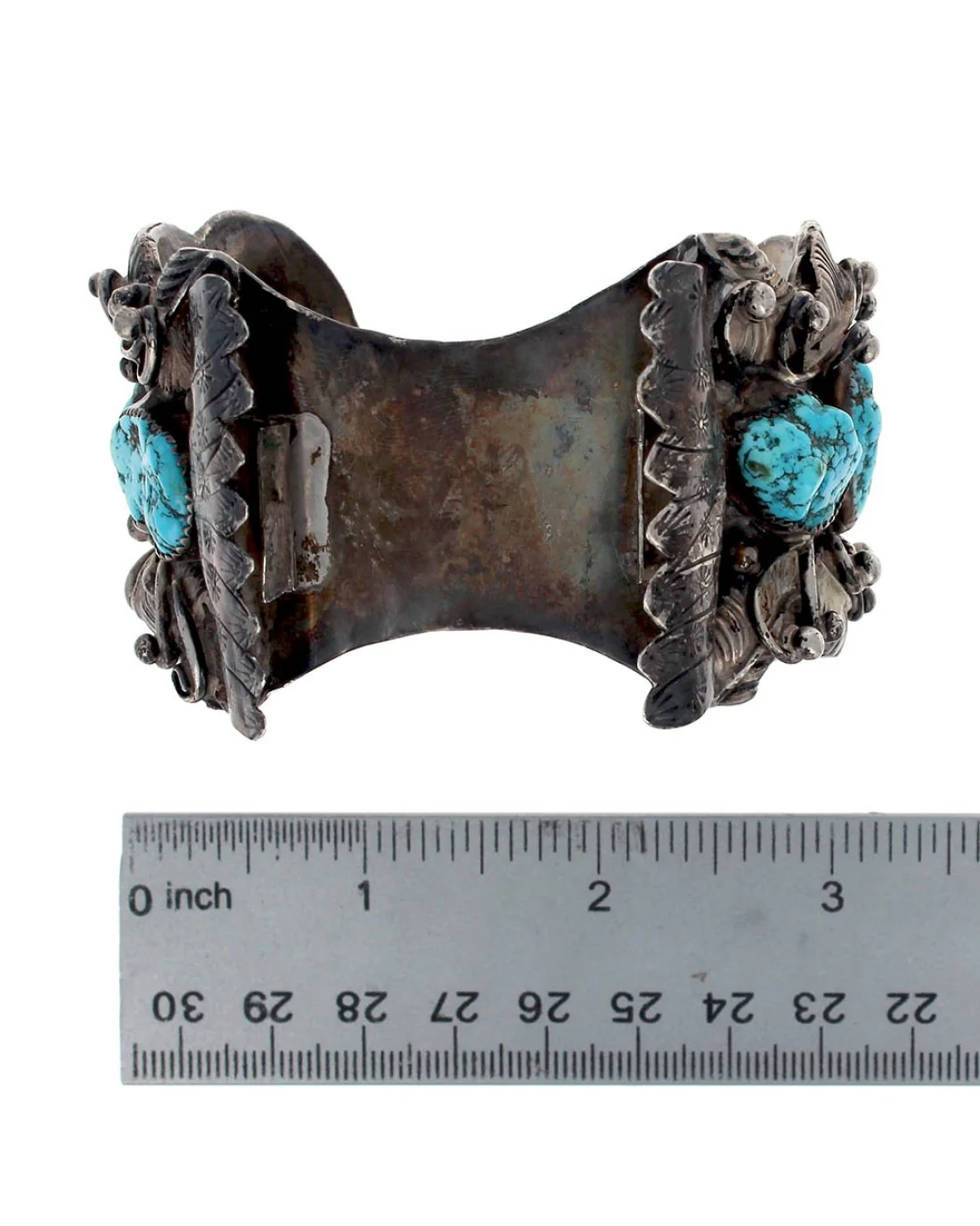 Navajo SISTEKS Sterling Silver & Turquoise Watch Cuff Bracelet - Image 3