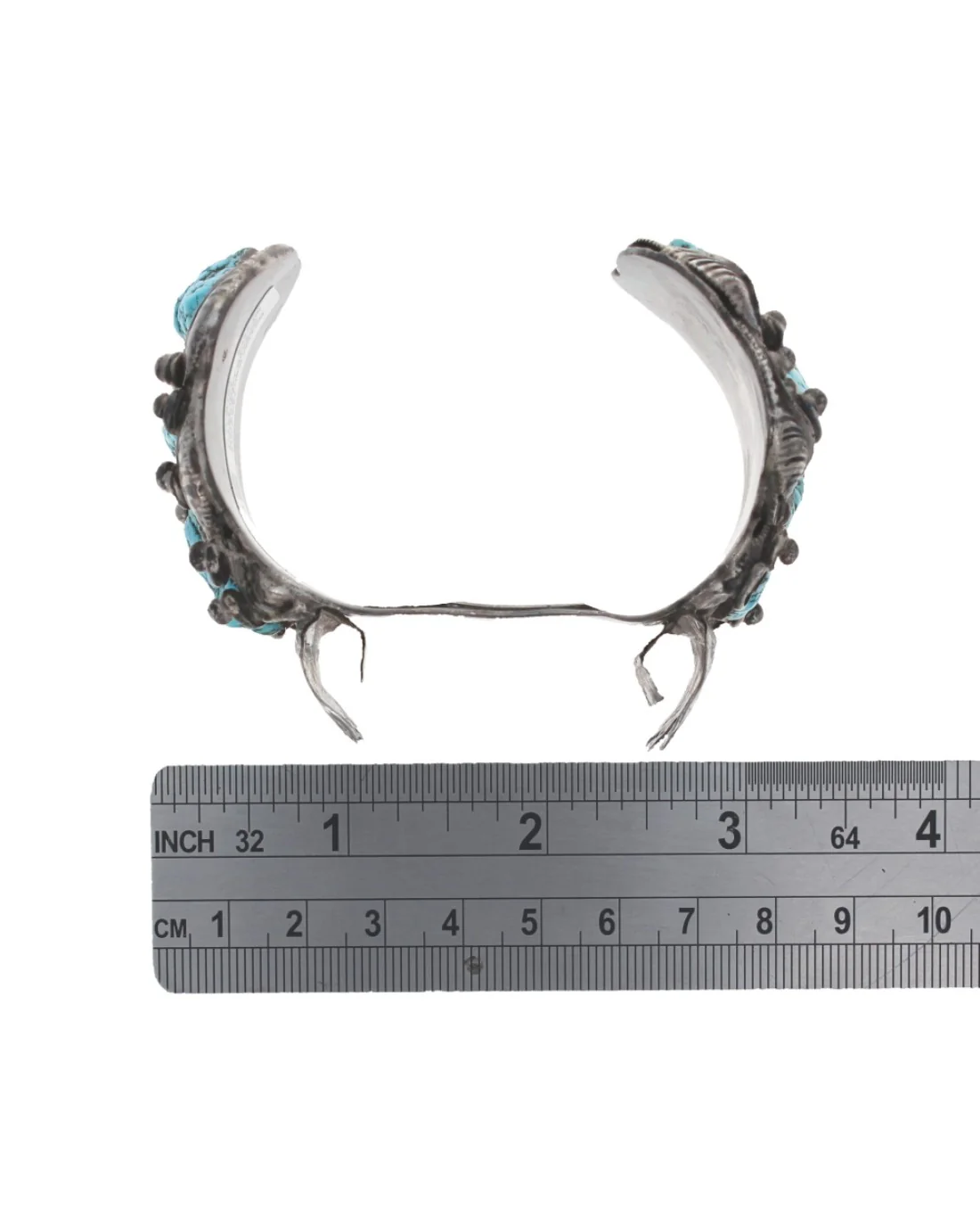 Navajo SISTEKS Sterling Silver & Turquoise Watch Cuff Bracelet - Image 4