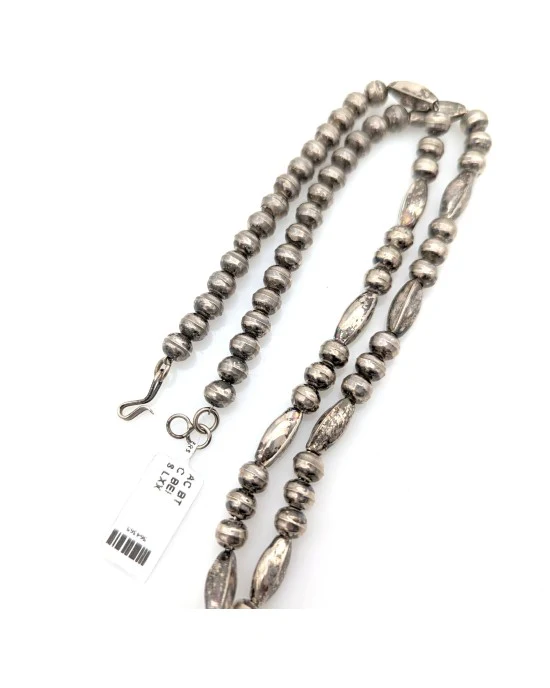 Navajo Sterling Silver Bead & Turquoise Necklace - Image 3