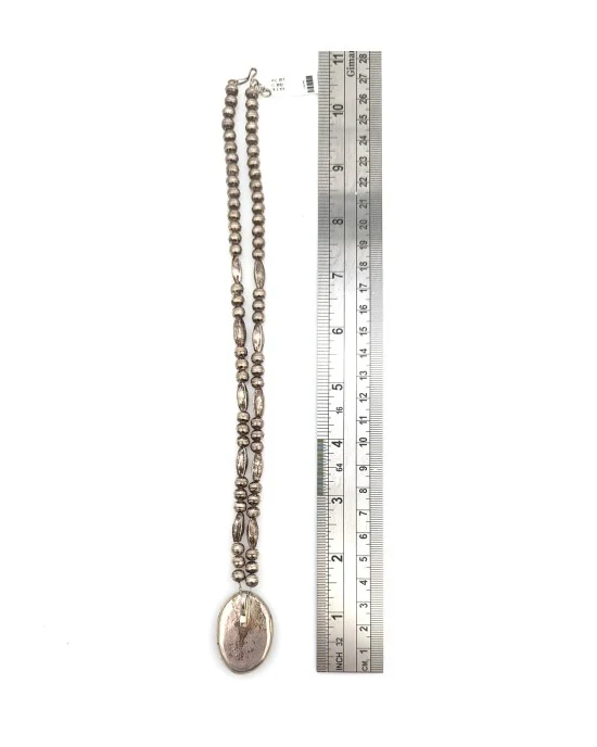 Navajo Sterling Silver Bead & Turquoise Necklace - Image 4