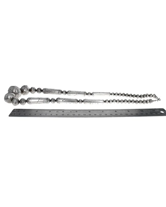 Navajo Sterling Silver Graduated Bead Necklace - Image 3