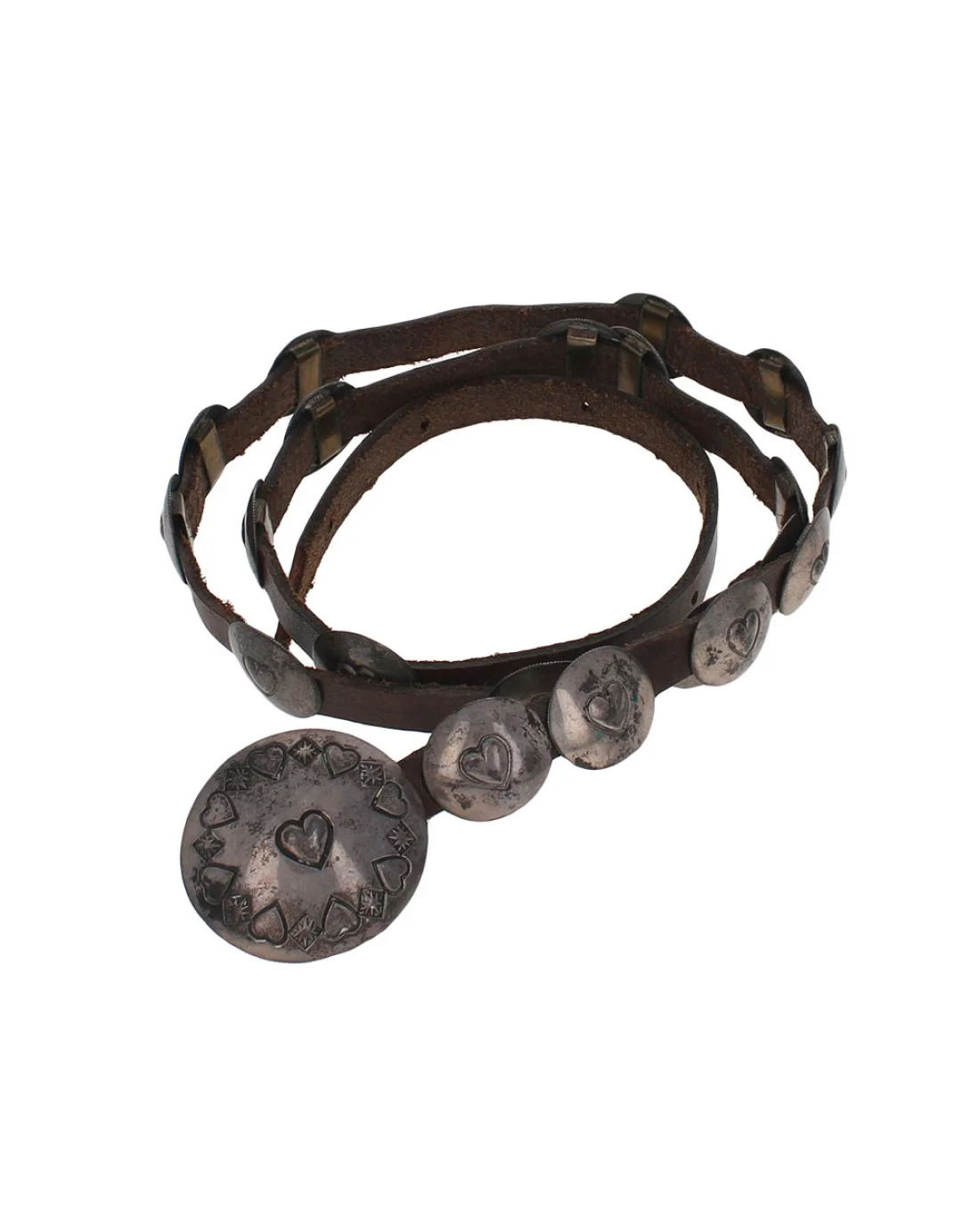Navajo Sterling Silver Stamped Hearts Concho Belt - Image 2