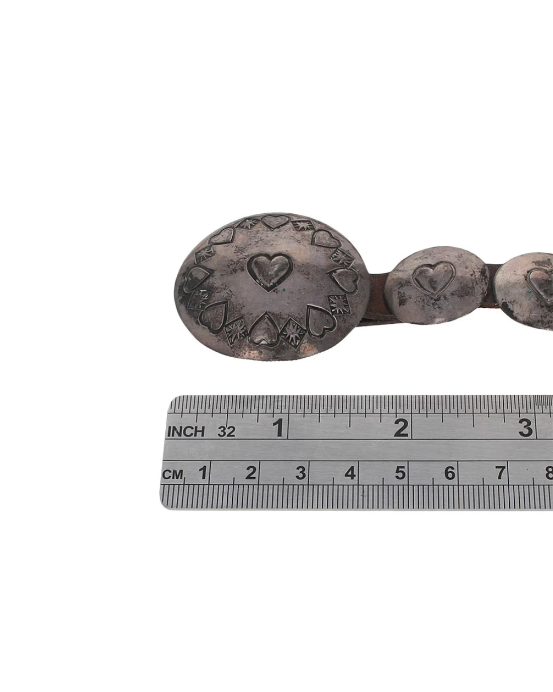 Navajo Sterling Silver Stamped Hearts Concho Belt - Image 3
