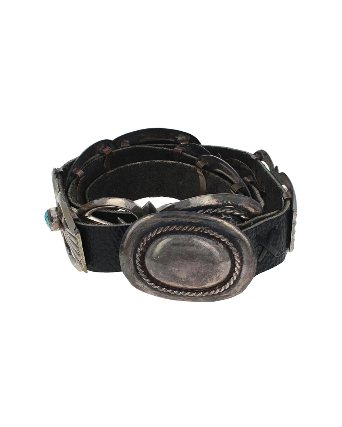 Navajo Sterling Silver & Turquoise Concho Belt - Image 2