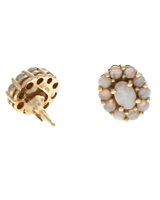 Opal Cluster Stud Earrings in Yellow Gold - Image 2
