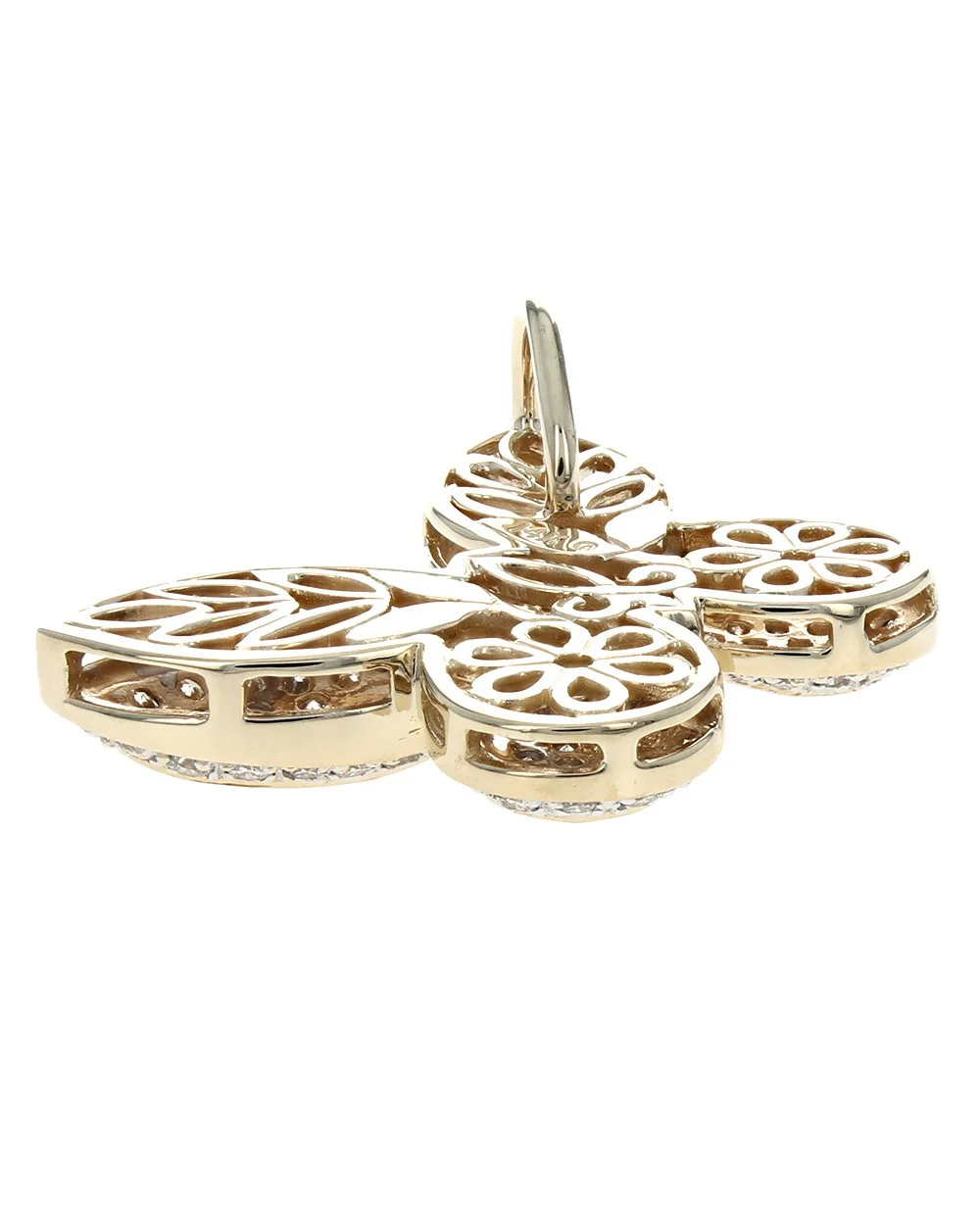 Pave Diamond Butterfly Pendant in 14K Yellow Gold - Image 2