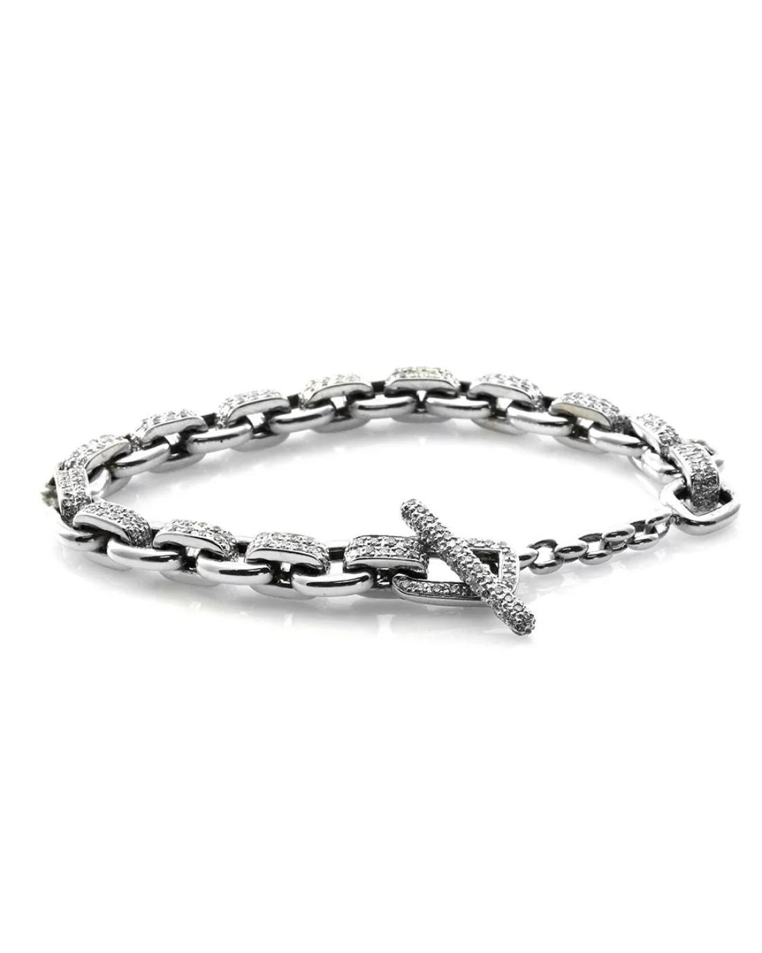 Pave Diamond Link Bracelet in 18K White Gold - Image 2