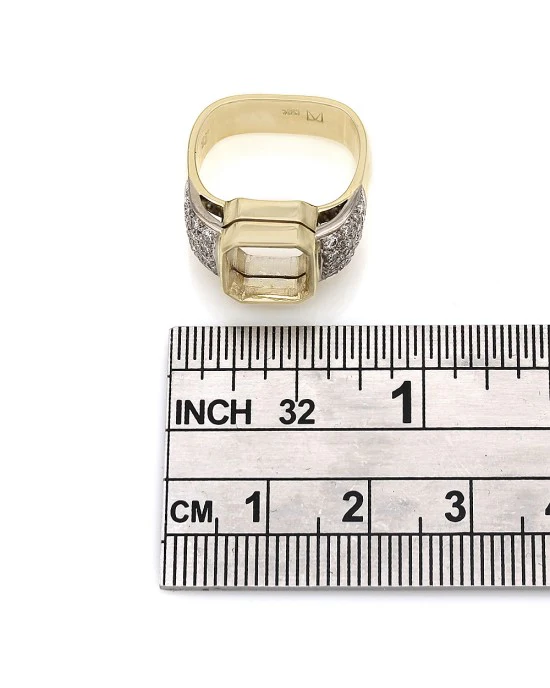 Pave Diamond Mounting with European Foundation in 18k White and Yellow Gold - Image 3