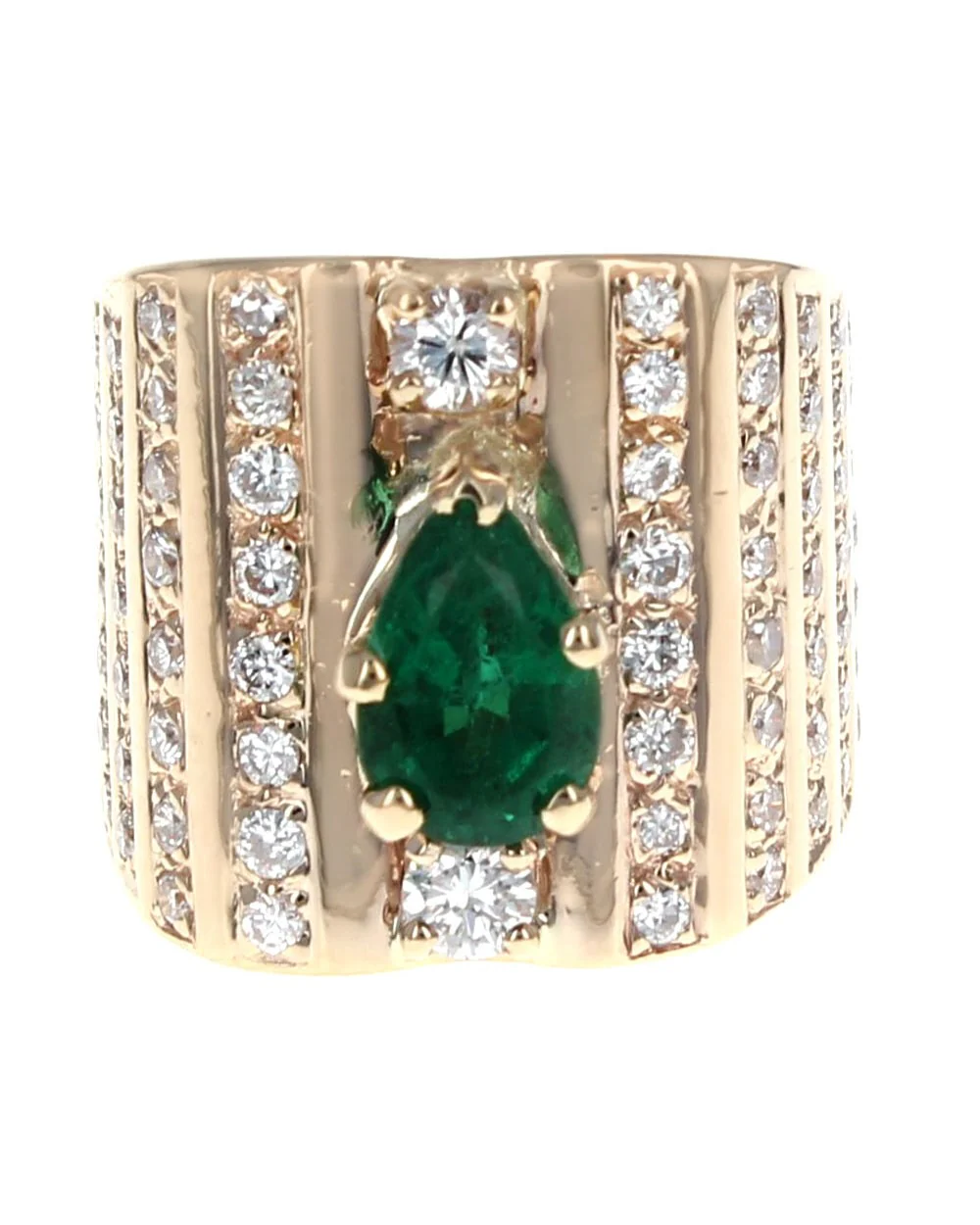 Pear Emerald and Diamond Fashion Ring - Image 2