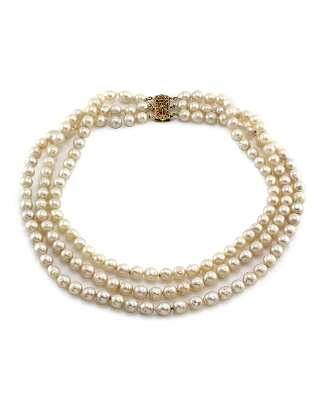 Pearl Necklace with Gold Clasp - Image 2