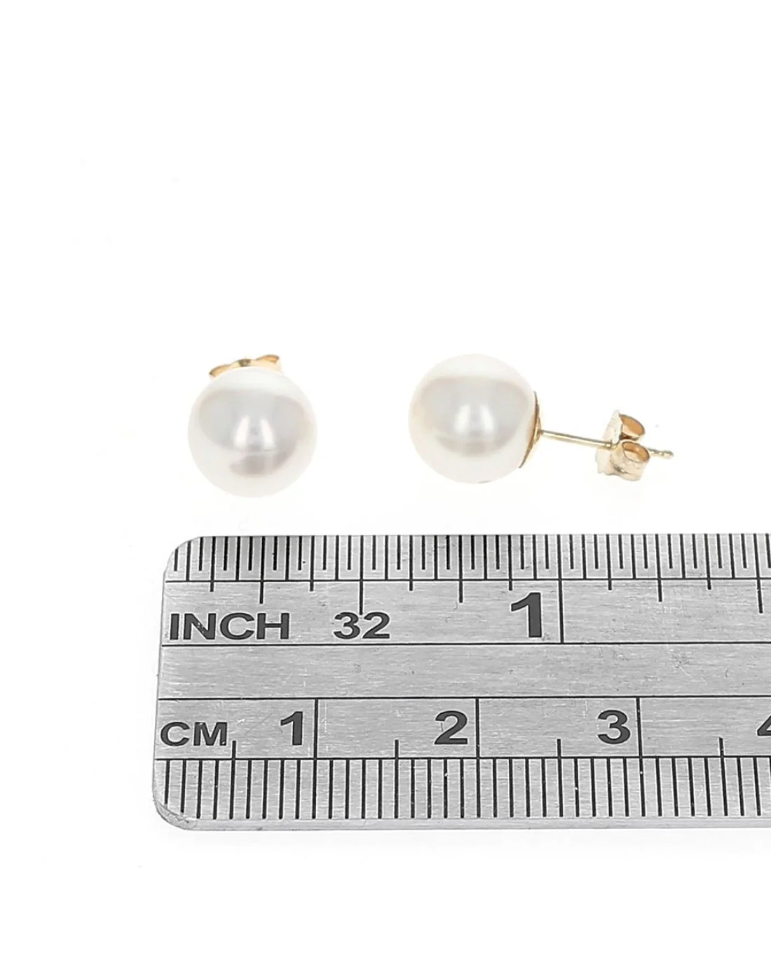 Pink Rose Freshwater Pearl Studs in Yellow Gold - Image 2
