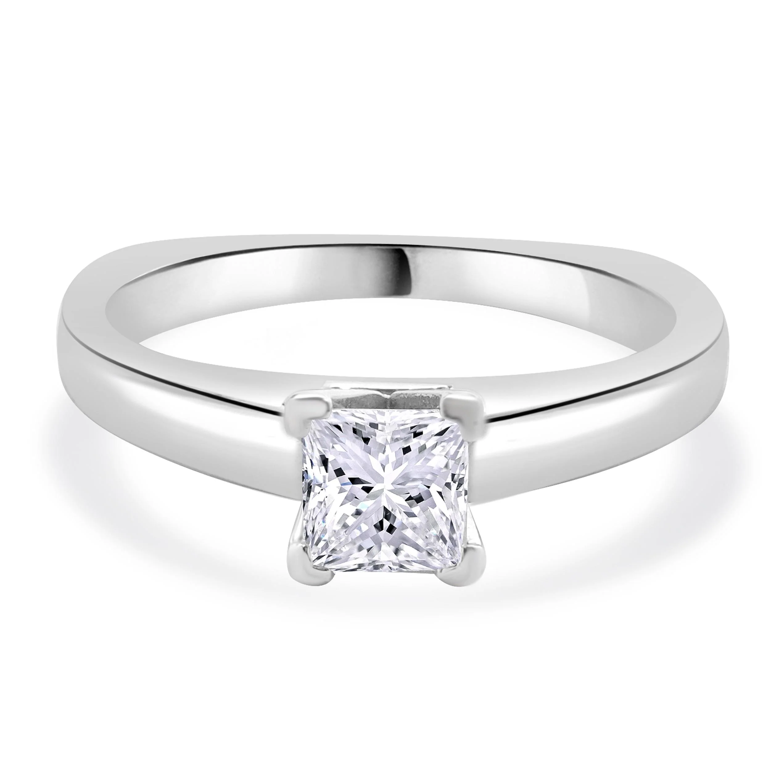 Platinum & 18 Karat White Gold Princess Cut Diamond Engagement Ring