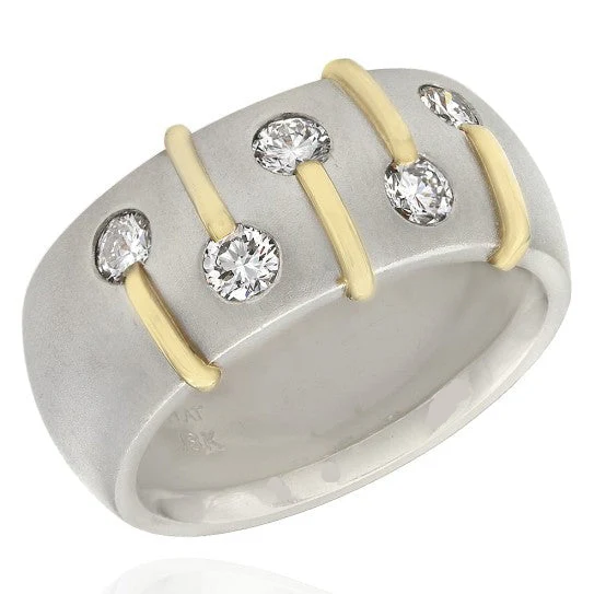 Platinum and 18K yellow Gold Flush Set Round Diamond Band
