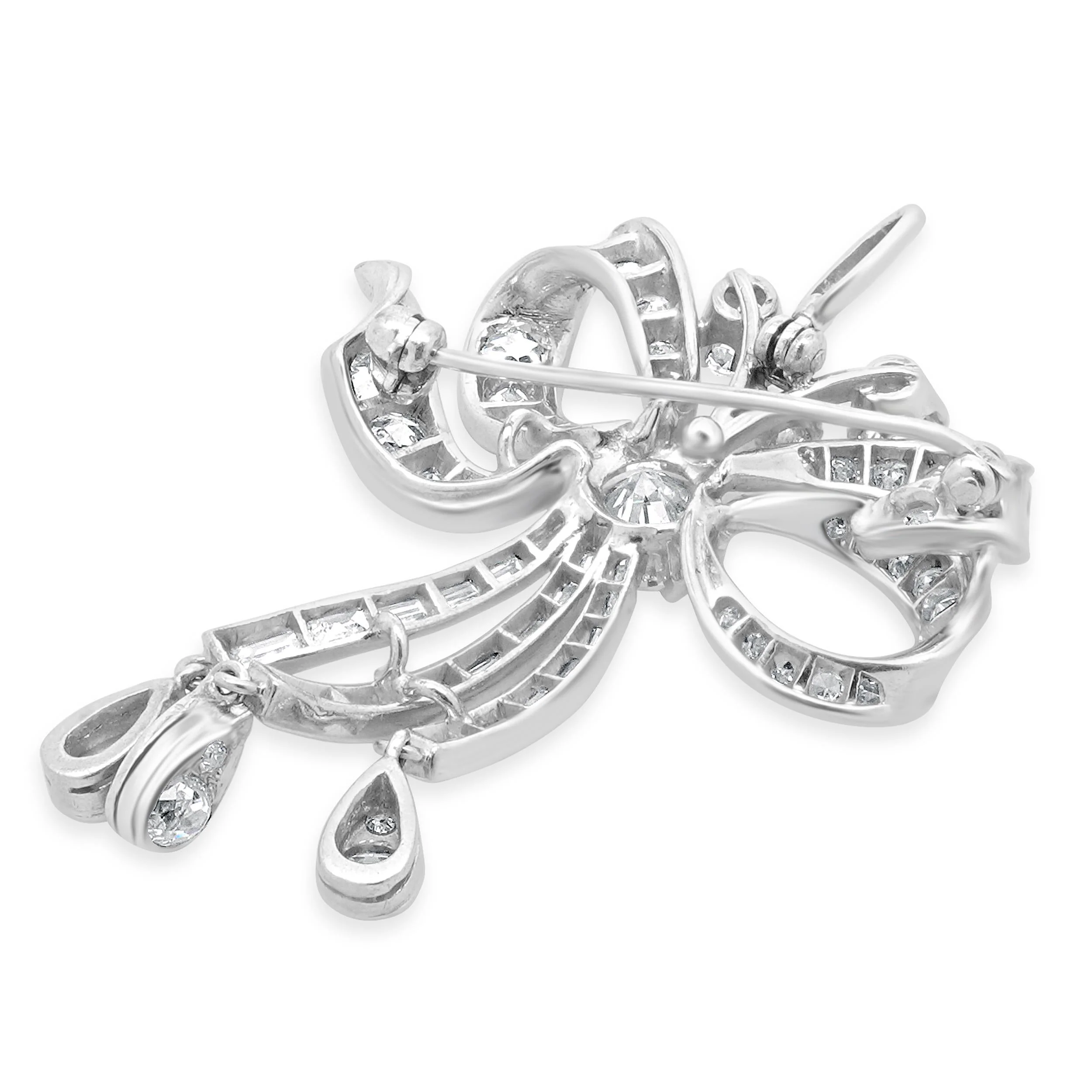 Platinum Diamond Bow Pin - Image 2