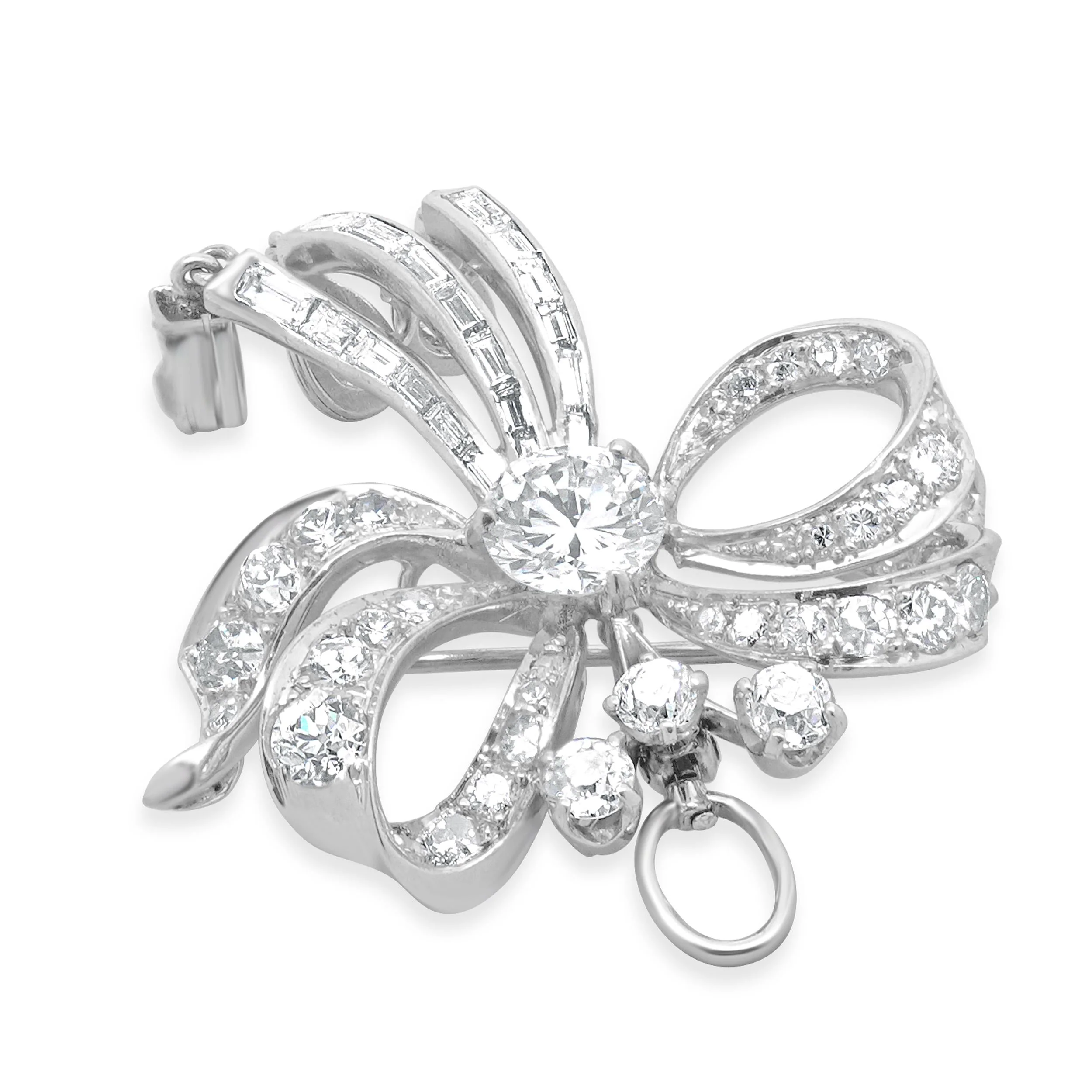 Platinum Diamond Bow Pin - Image 3