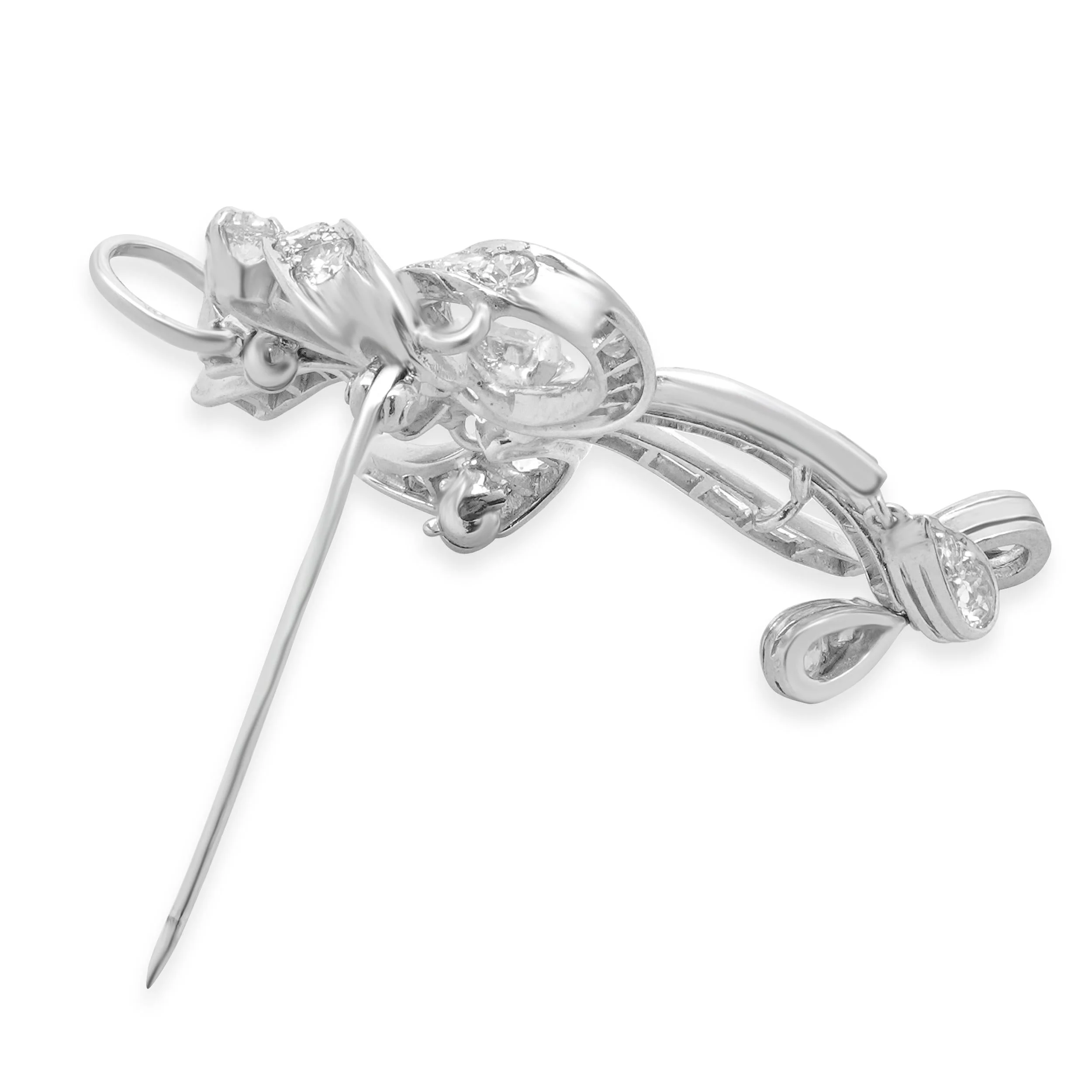 Platinum Diamond Bow Pin - Image 4
