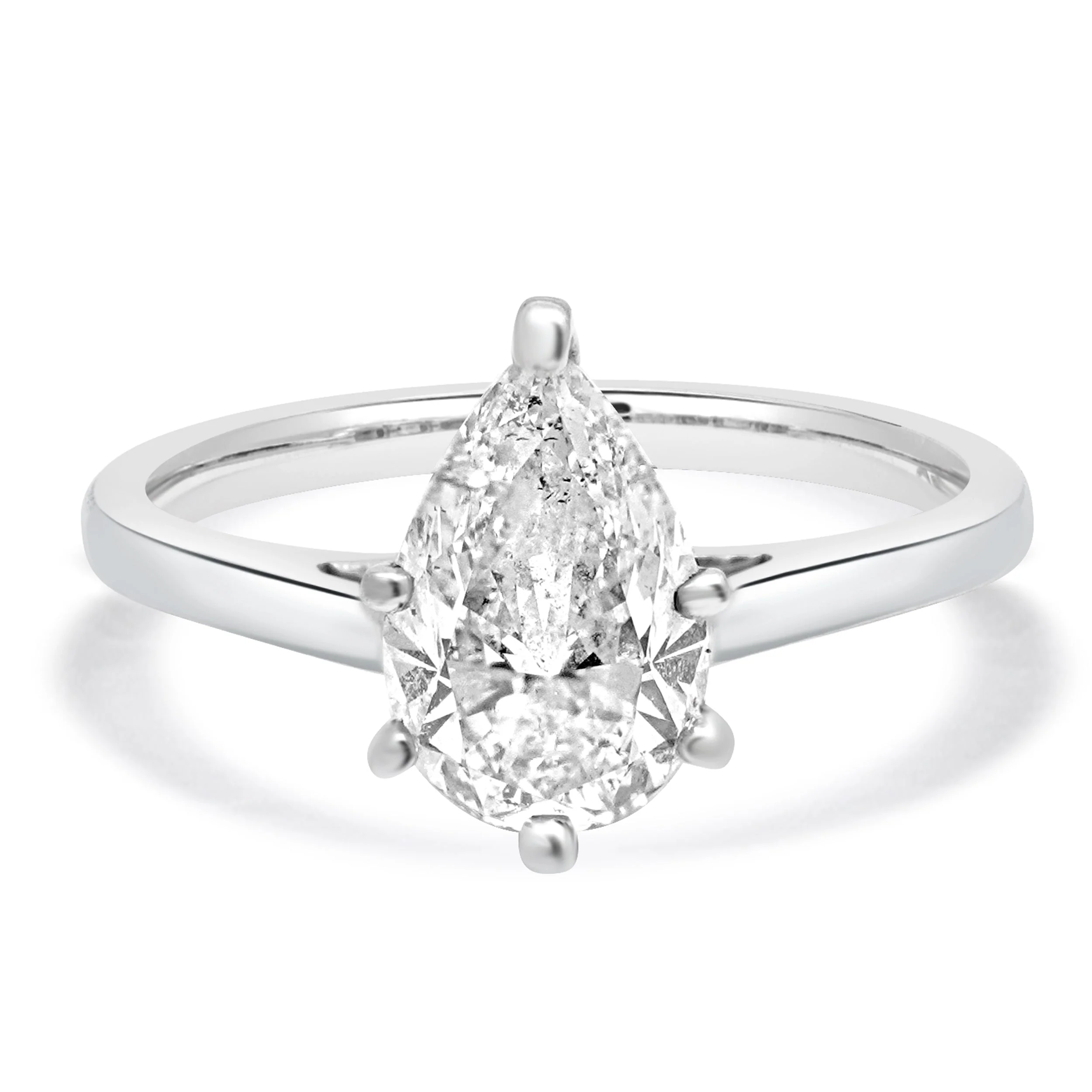 Platinum Diamond Pear Solitaire Engagement Ring