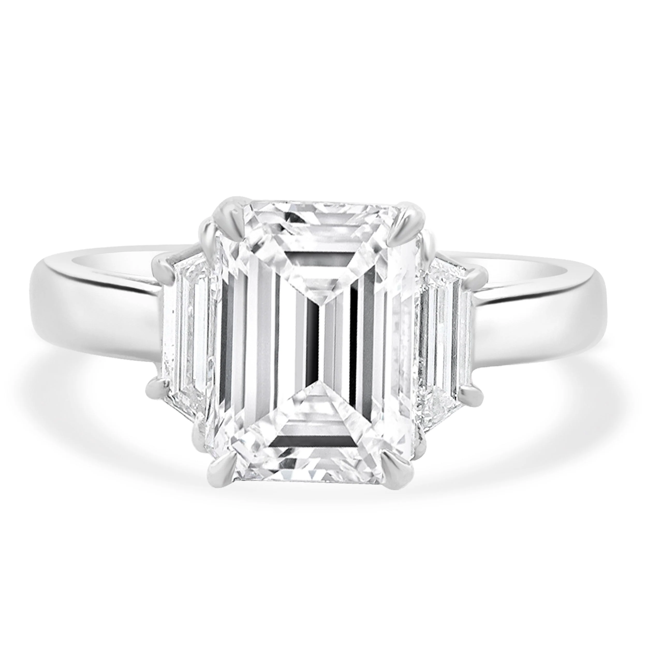 Platinum Emerald Cut Diamond Engagement Ring