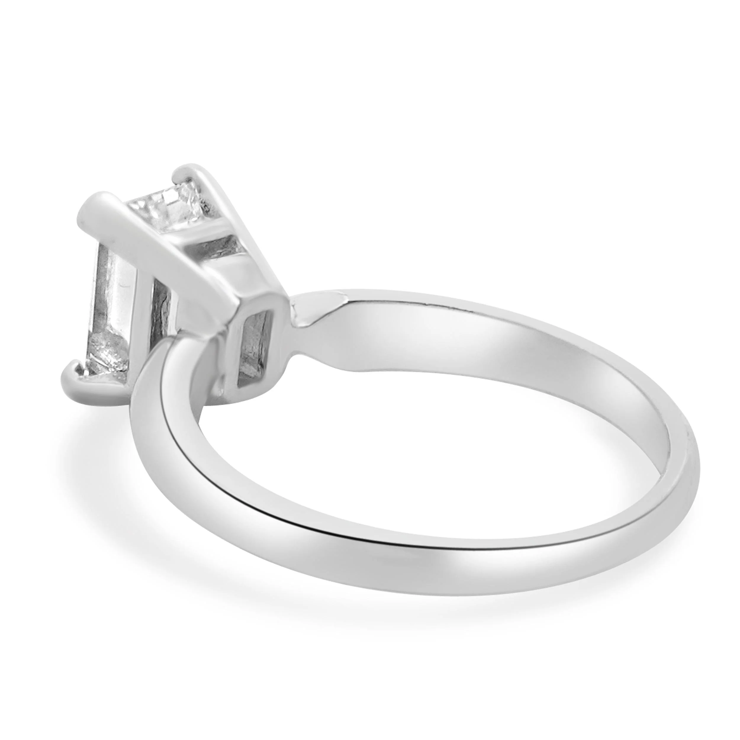 Platinum Emerald Cut Diamond Engagement Ring - Image 4