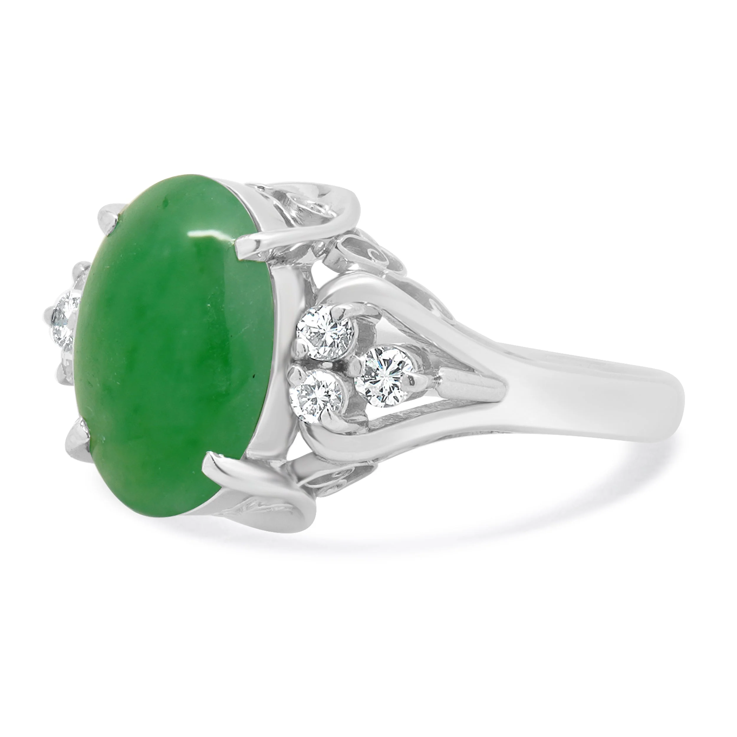 Platinum Jade and Diamond Ring - Image 2