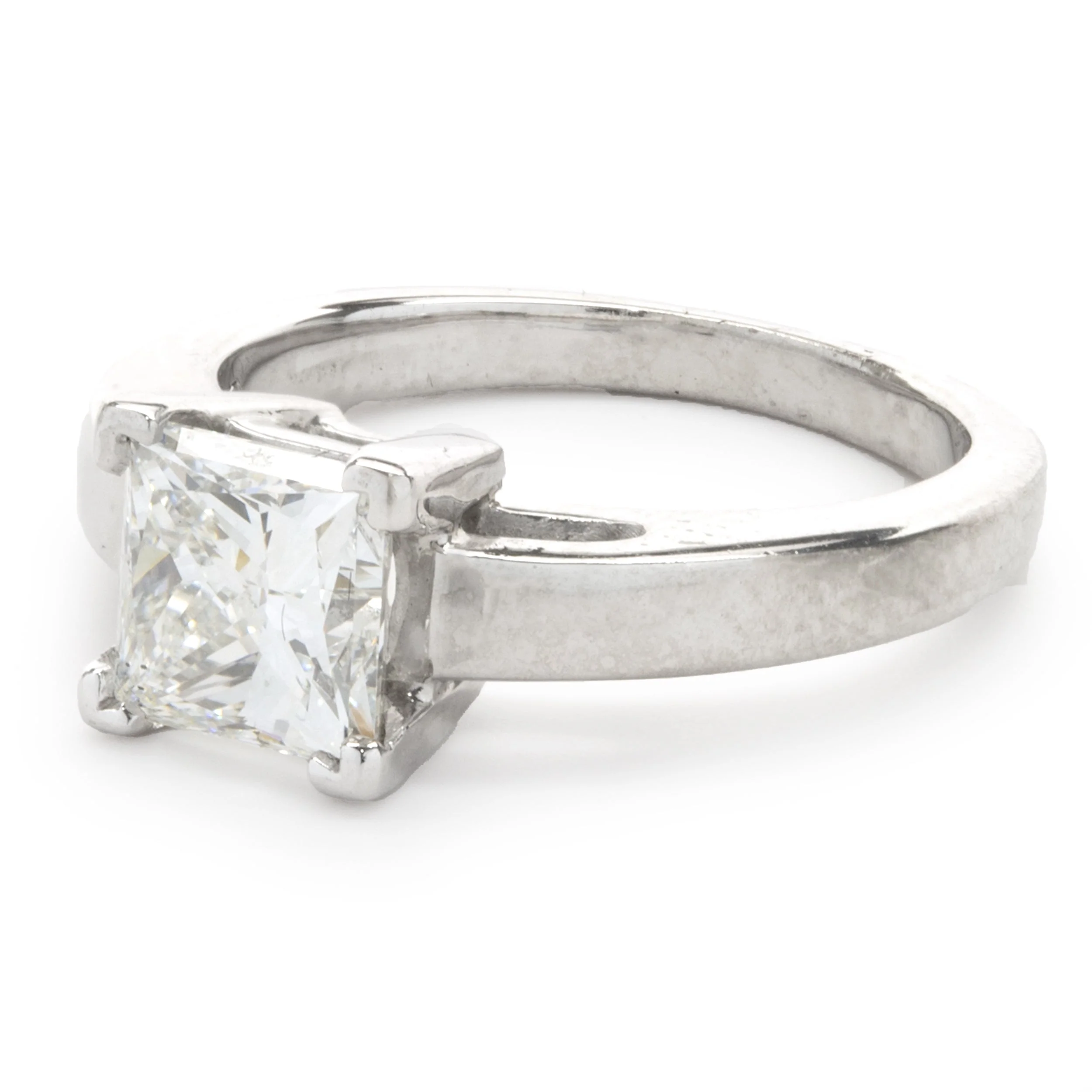 Platinum Princess Cut Solitaire Engagement Ring - Image 4