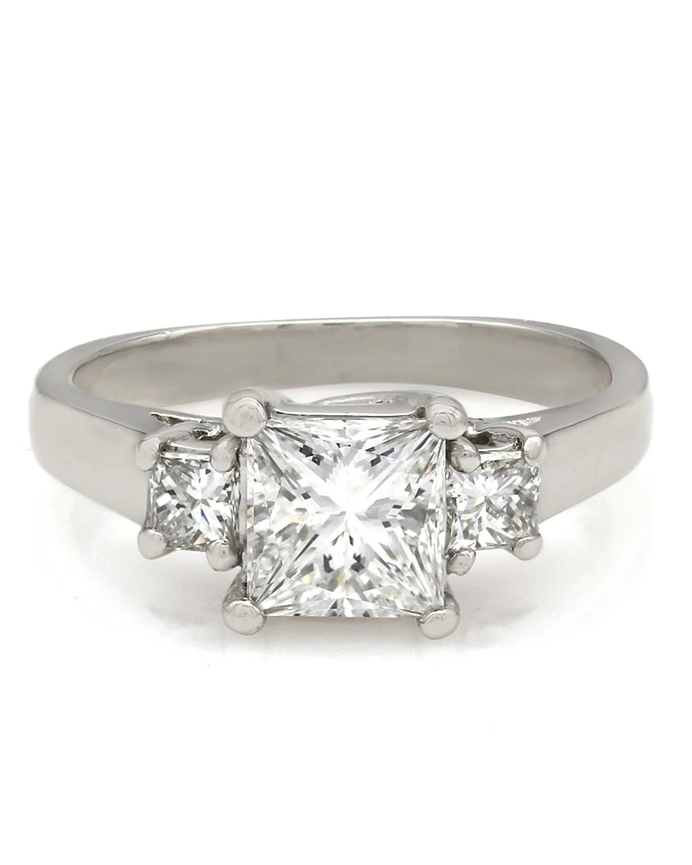 Platinum Princess Cut Three Stone with 1.01ct Center Diamond - Image 2