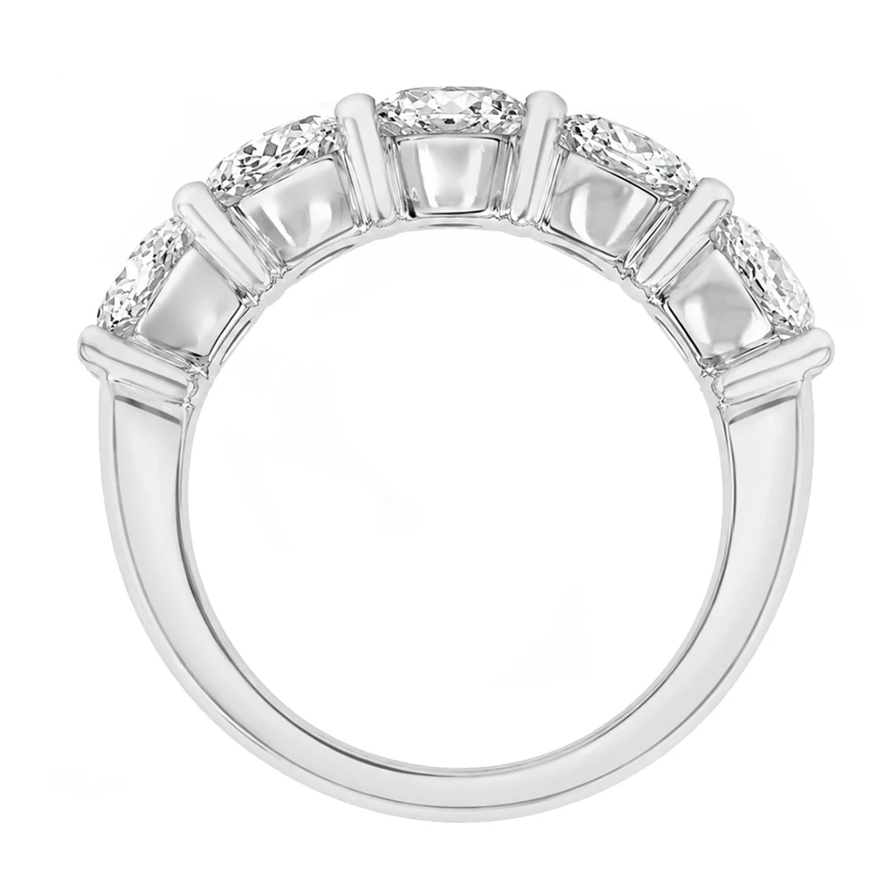 Platinum Round Brilliant Cut Five Diamond Band - Image 3