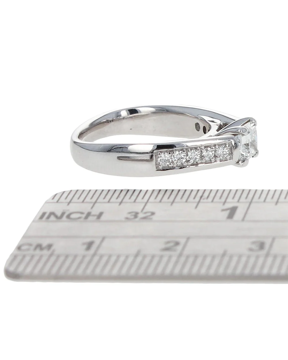 Princess and Round Diamond Square Shank Engagement Ring - Image 4
