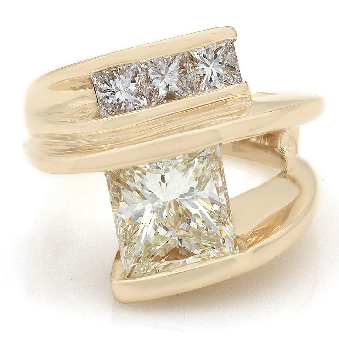 14K Yellow Gold Princess Cut Diamond Channel Engagement Ring - Image 2