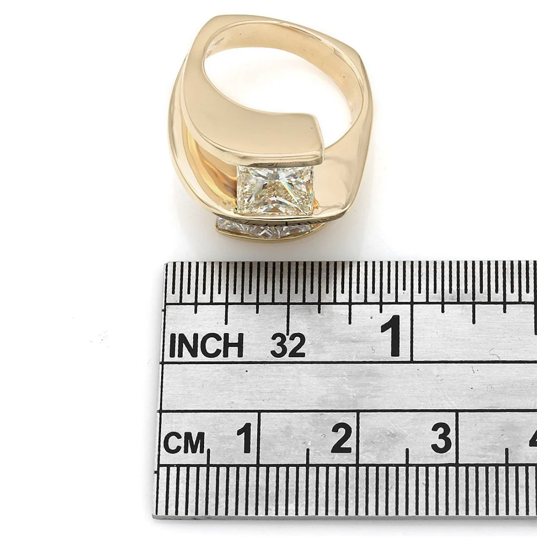 14K Yellow Gold Princess Cut Diamond Channel Engagement Ring - Image 3