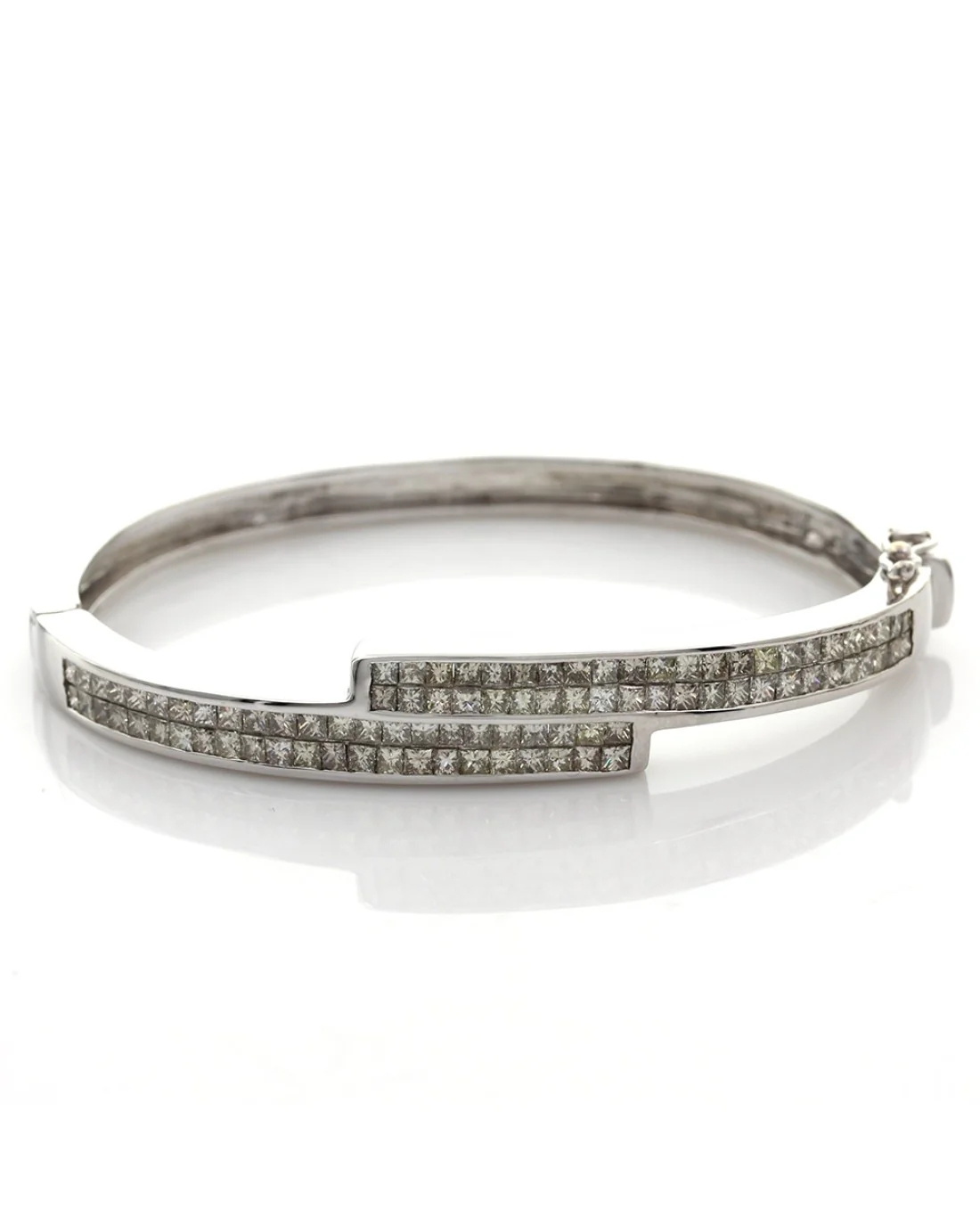 Princess Diamond Bypass Bangle Bracelet - Image 2
