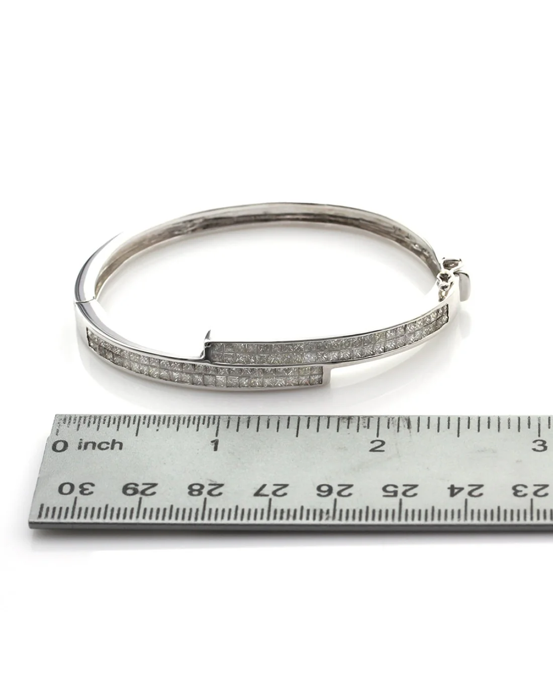 Princess Diamond Bypass Bangle Bracelet - Image 3