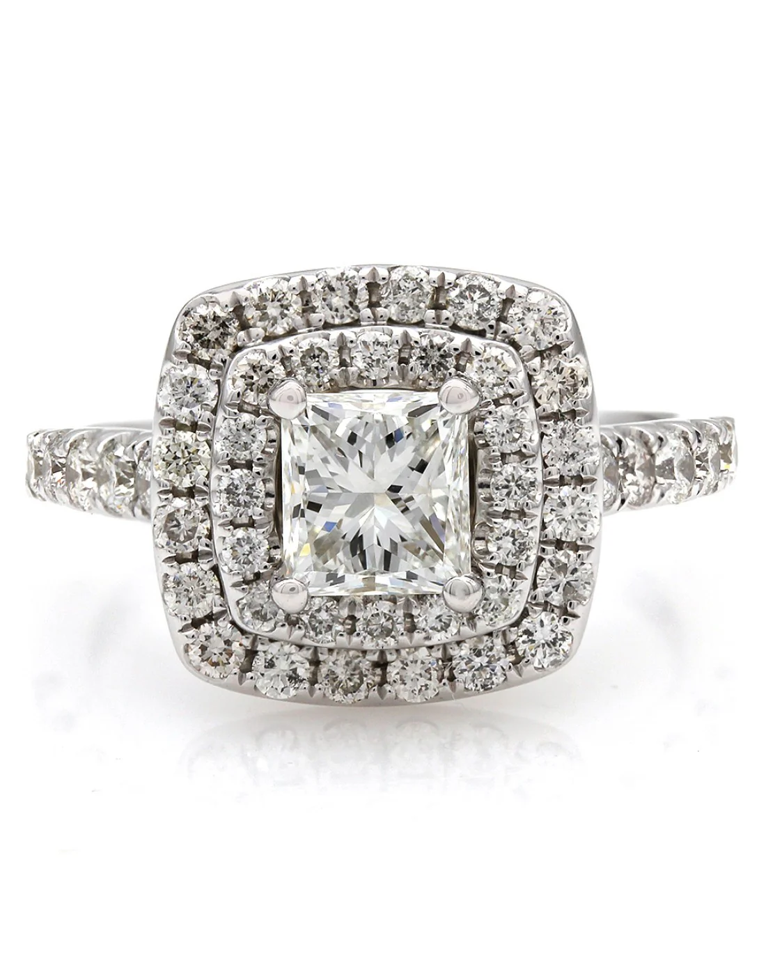 Princess Diamond Double Halo Solitaire Ring - Image 2